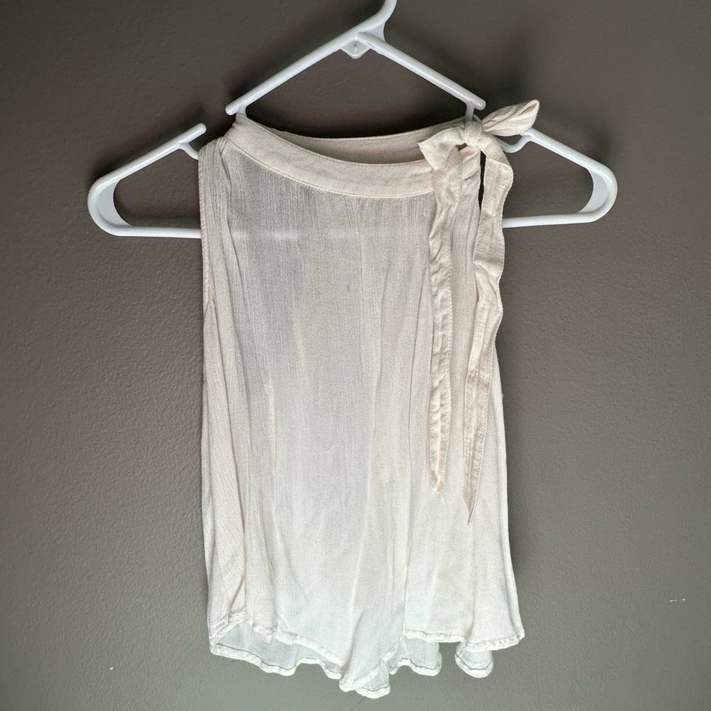 White Hollister tie neck top